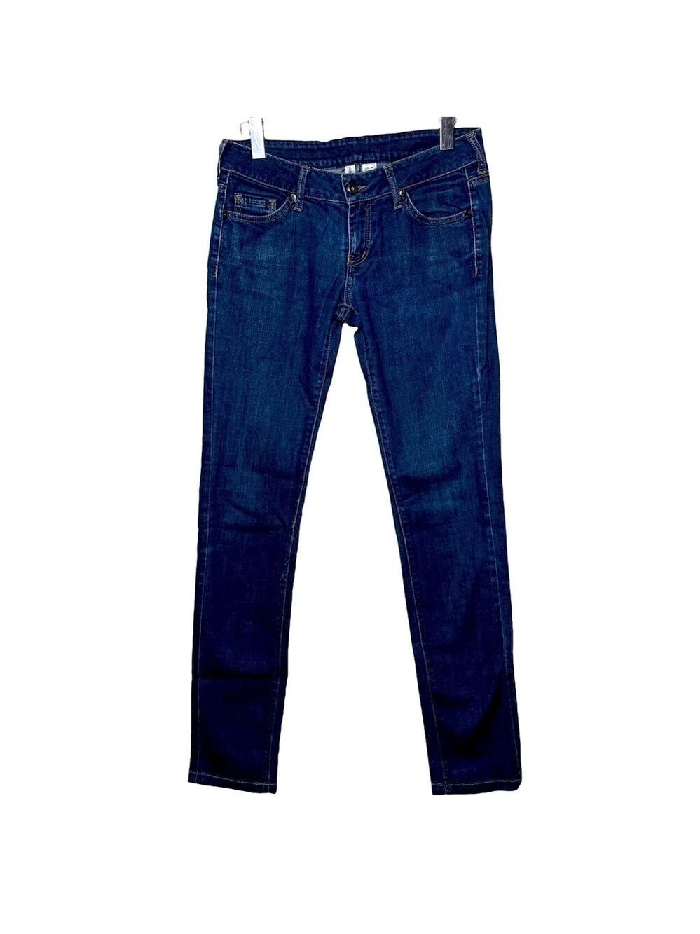 𝅺MANGO Jeans Vintage Dark Wash Low Rise Skinny Jeans 5 Pockets Size 6 US